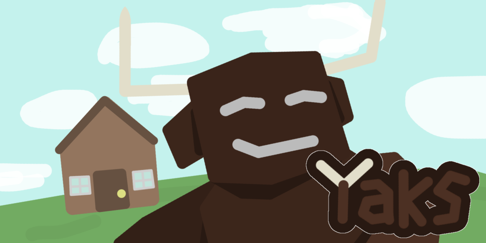 A smiling yak character with the Yaks logo
